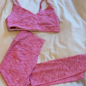 Outdoor Voices Pink Space-Dye Bralette and Legging Set